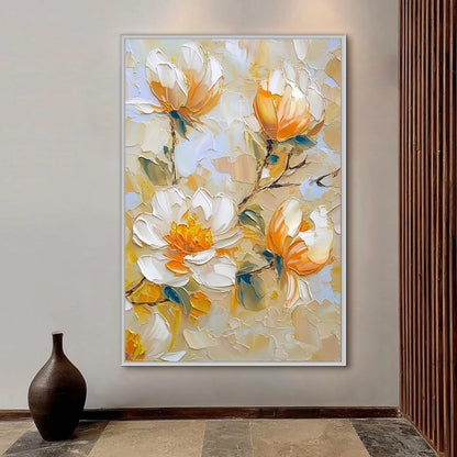 Original – Blue and Green Floral Wall Art | Impasto Hand-Painted Oil Painting, view 1