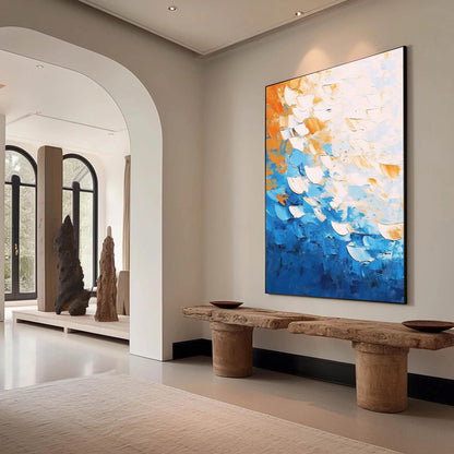 Abstract Oil Painting Canvas, Blue Orange Bold Strokes, Modern Wall Art – Blue and Orange Abstract Wall Art | Oil Painting, v