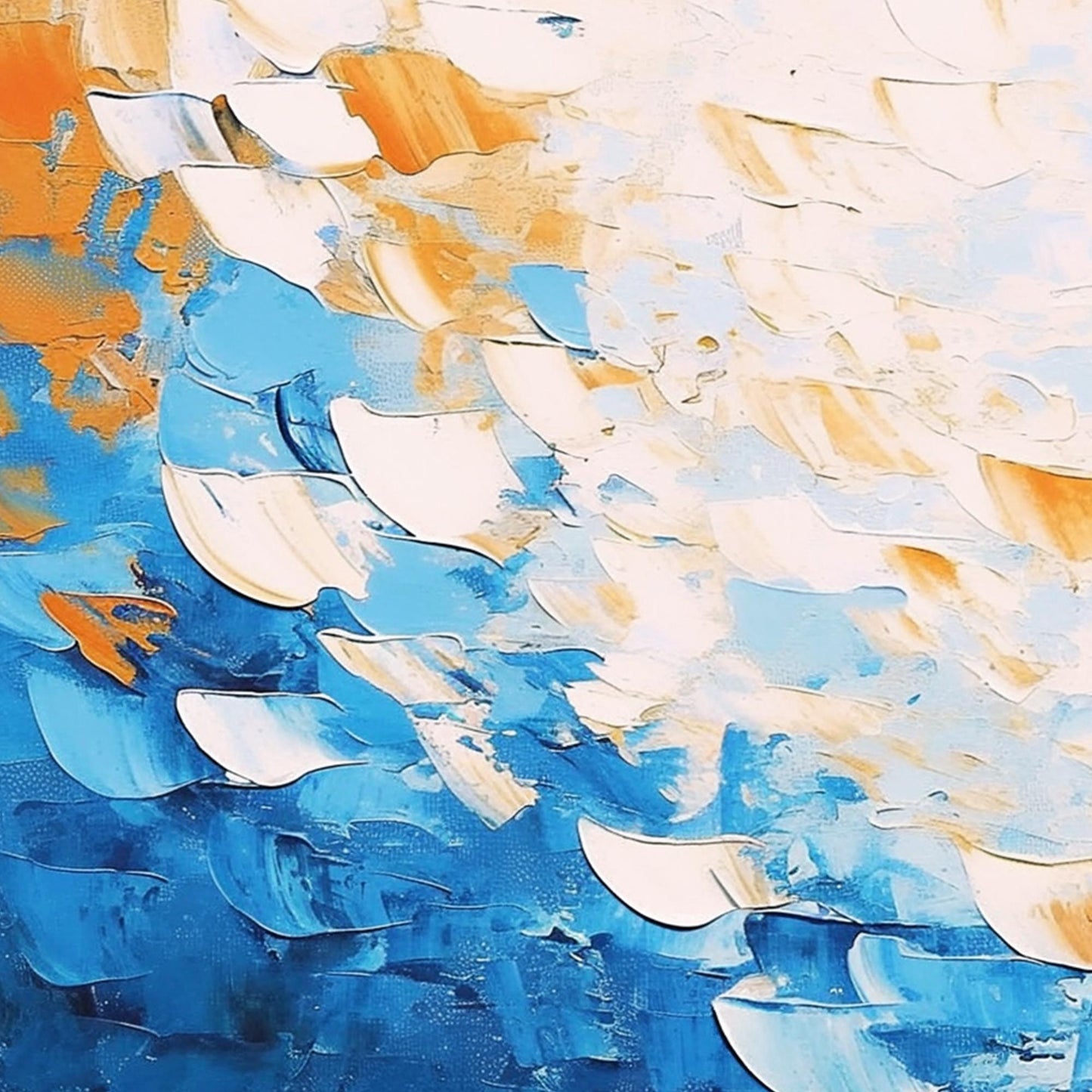 Blue and Orange Abstract Wall Art
