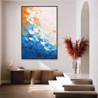 Blue and Orange Abstract Wall Art