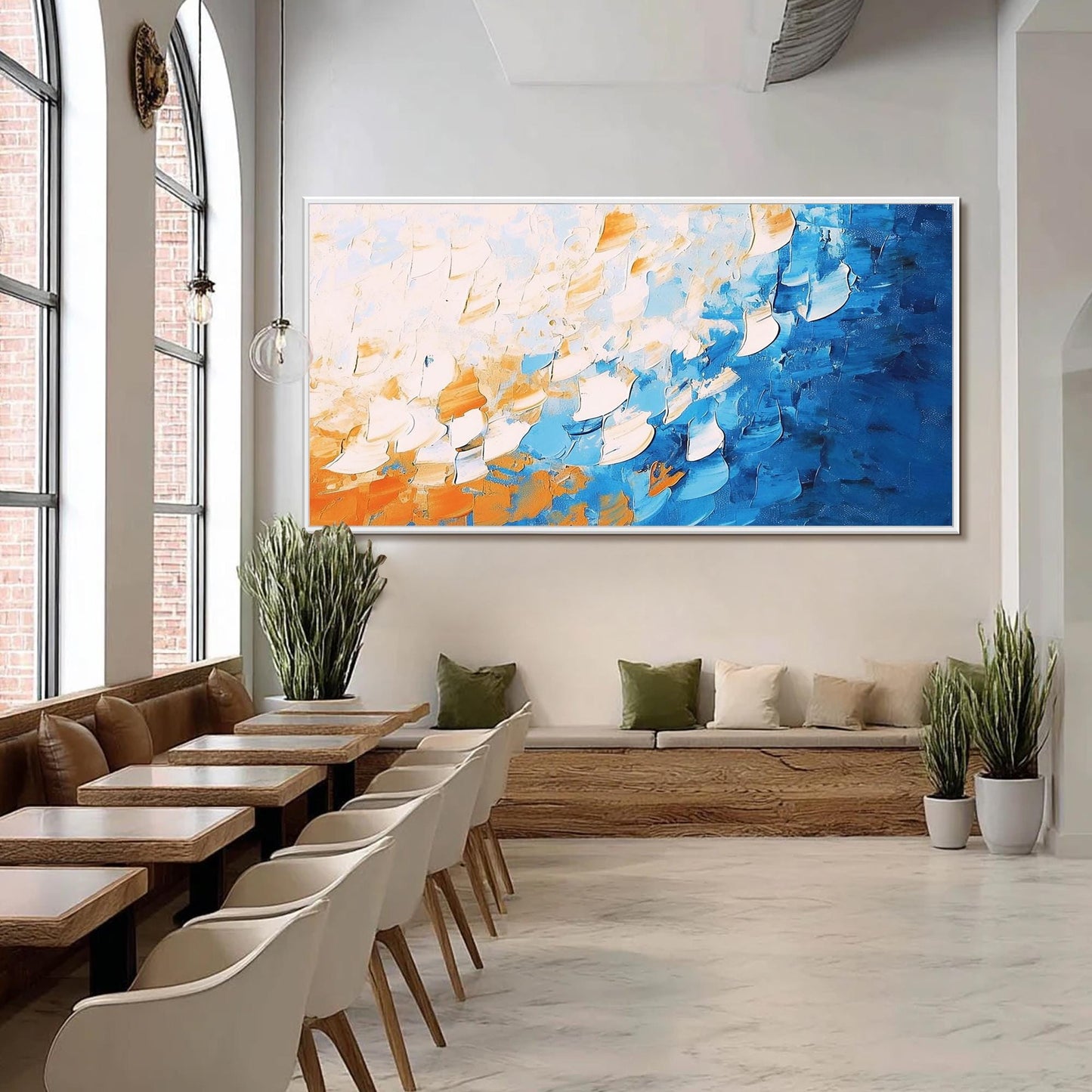 Abstract Oil Painting Canvas, Blue Orange Bold Strokes, Modern Wall Art – Blue and Orange Abstract Wall Art | Oil Painting, v