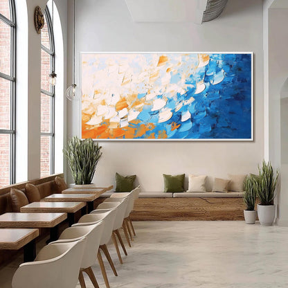 Abstract Oil Painting Canvas, Blue Orange Bold Strokes, Modern Wall Art – Blue and Orange Abstract Wall Art | Oil Painting, v