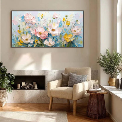 Blue Abstract Textured Floral Wall Art