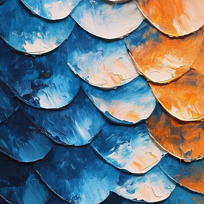 Blue and Orange Textured Abstract Wall Art
