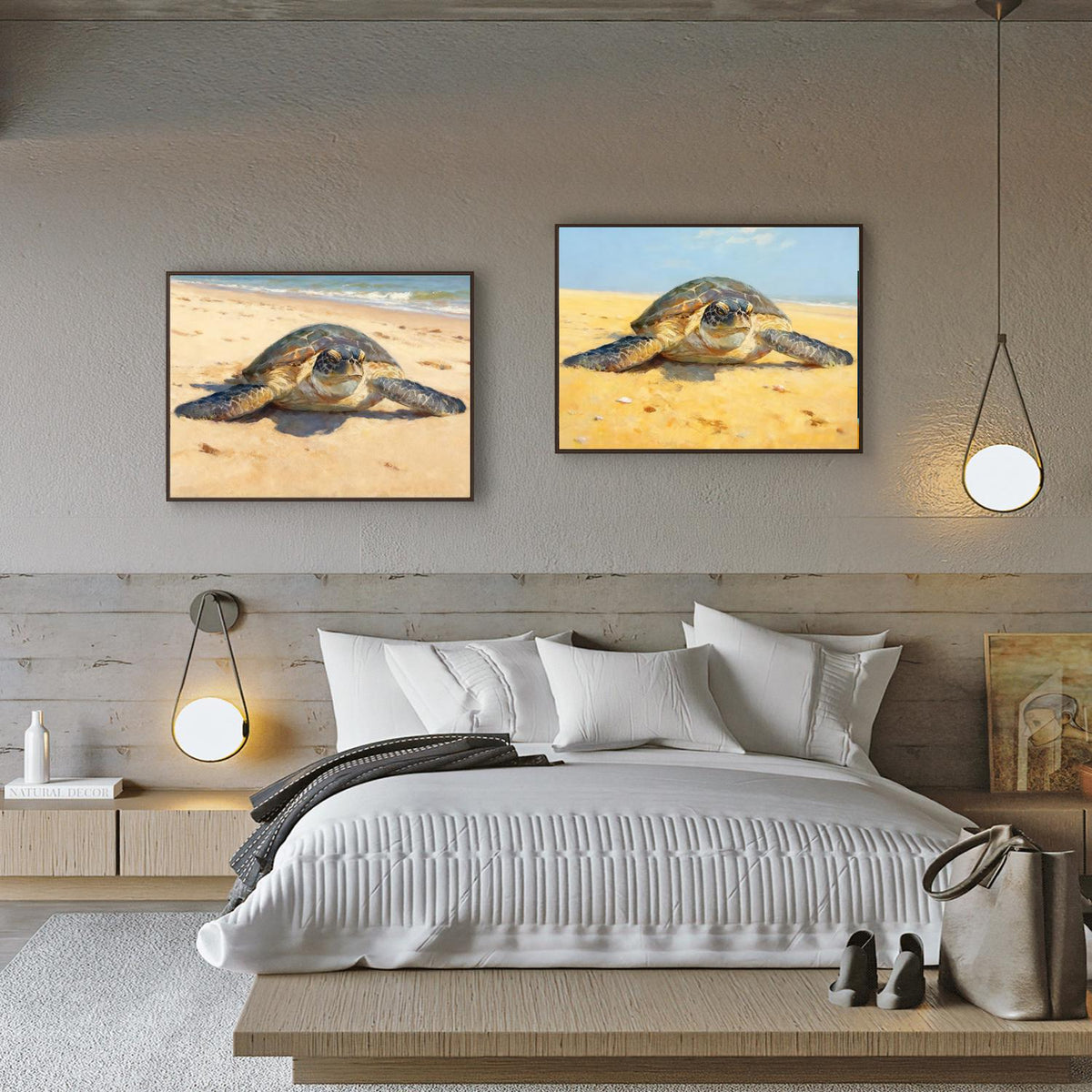 Hand Painted Sea Turtle Oil Painting on Canvas, Large Impressionist Marine Turtle Canvas Wall Art, Original Animal Wall Art for Living Room