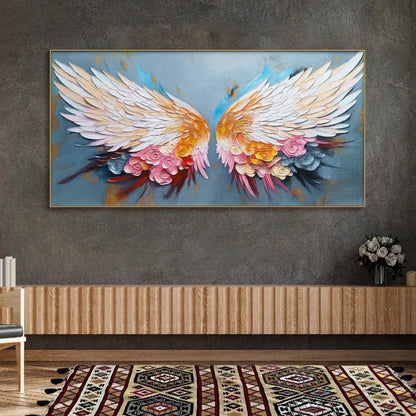 White Textured Floral Wall Art – Angel Wings