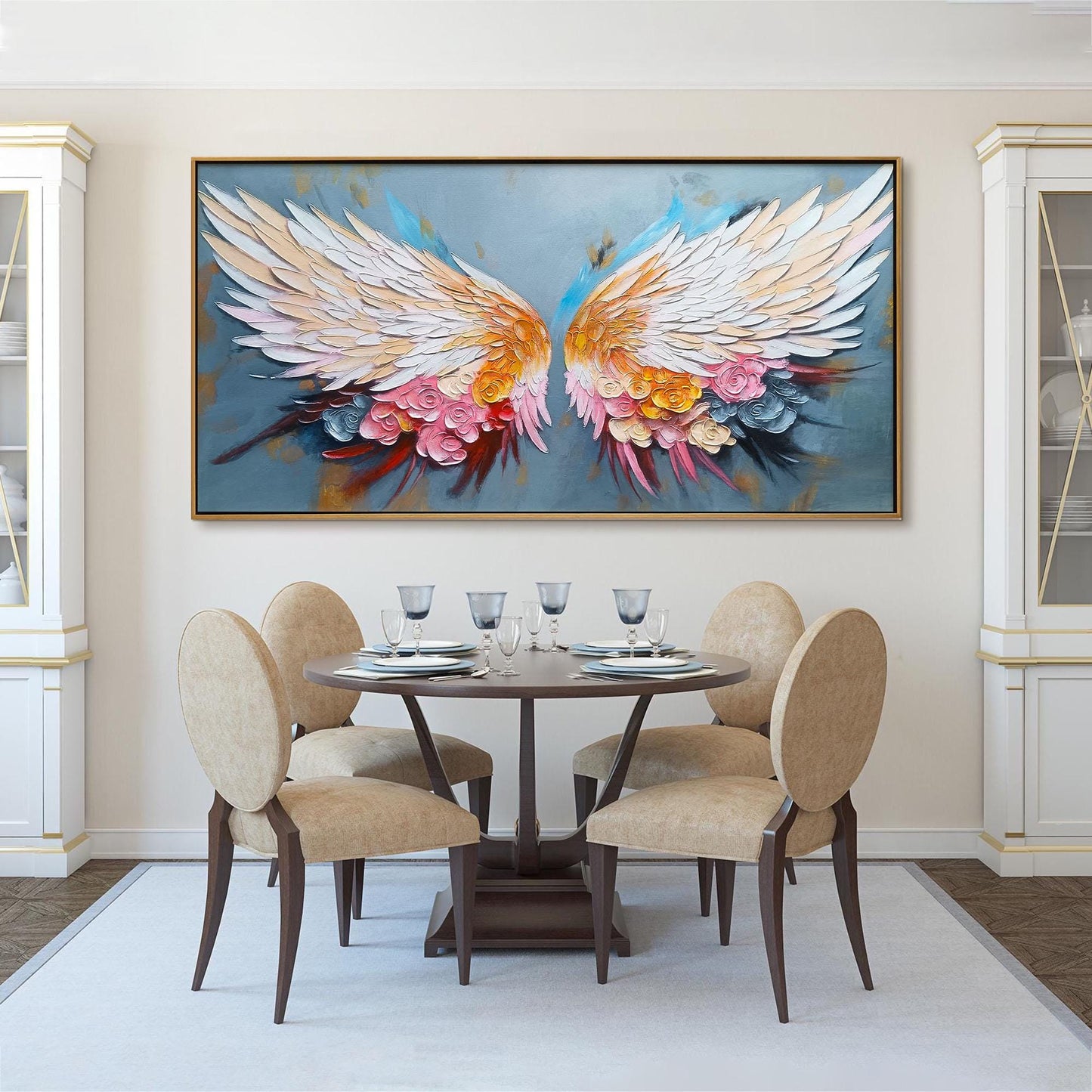 White Textured Floral Wall Art – Angel Wings