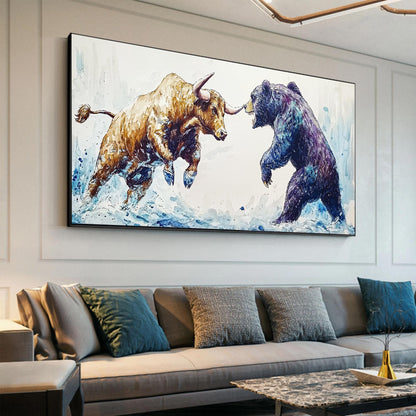 Dynamic Bull vs Bear – Abstract | Oil Painting, view 3