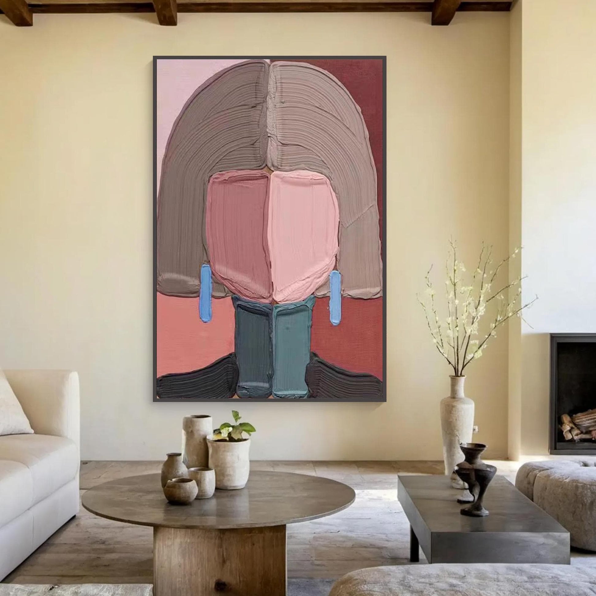 Original – Couple Figure Portrait Wall Art | Abstract Impasto Hand-Painted Oil Painting, view 1
