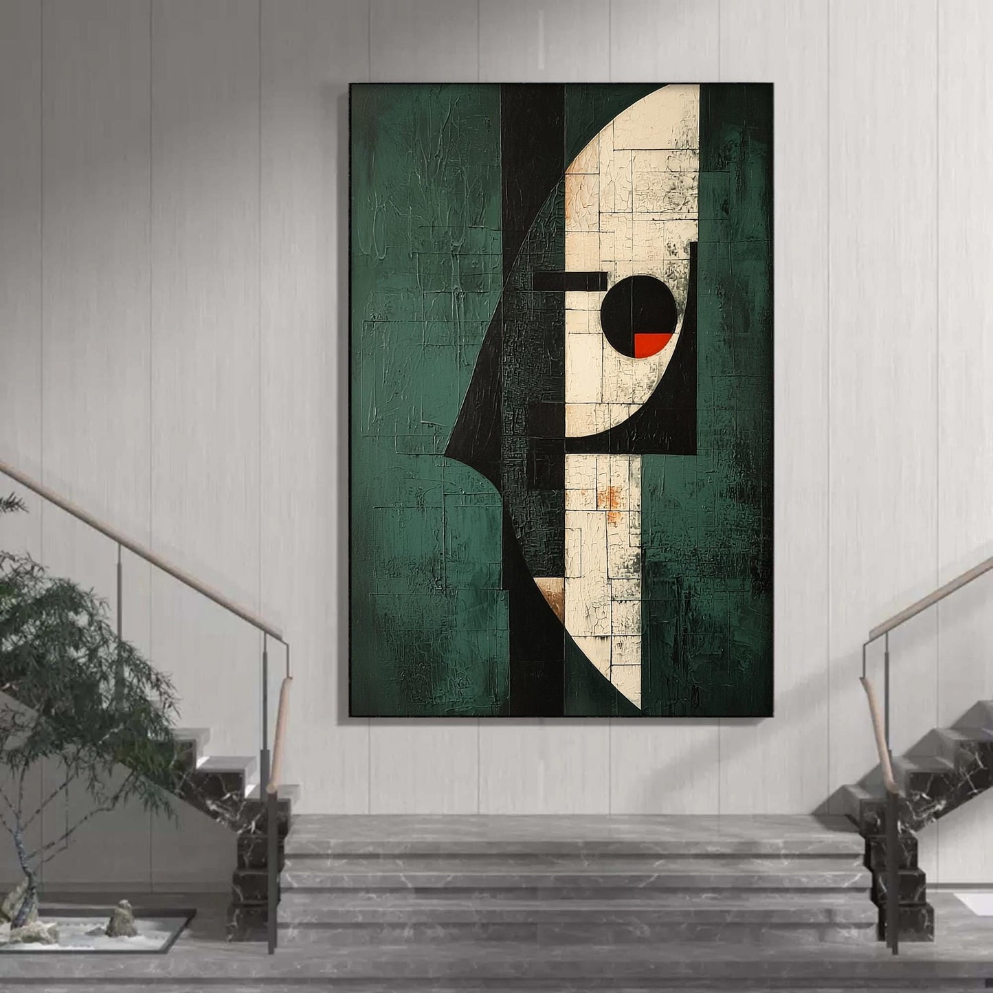 Abstract Cubist Oil Painting, Bold Colors, Textured Canvas Wall Art – Geometric Wall Art | Abstract Textured Oil Painting, vi