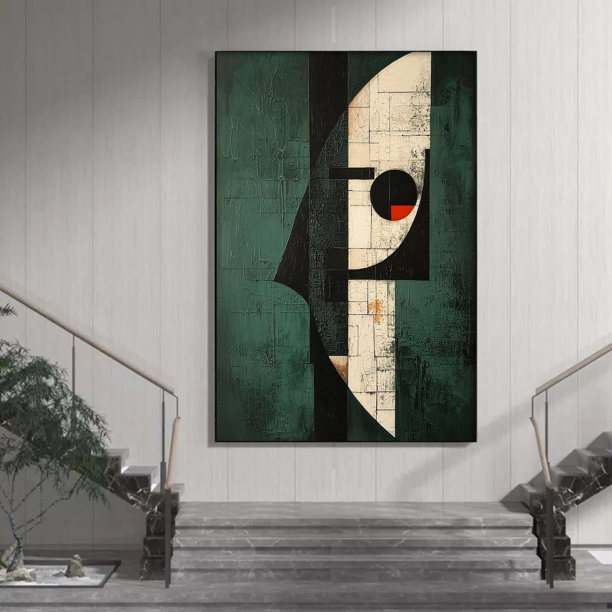 Abstract Cubist Oil Painting, Bold Colors, Textured Canvas Wall Art – Geometric Wall Art | Abstract Textured Oil Painting, vi