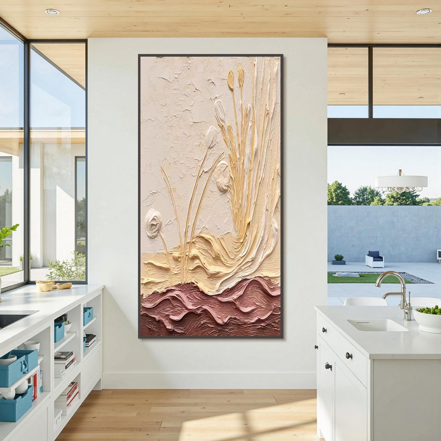Impasto Wildflower Floral Wall Art – Textured Oil Painting