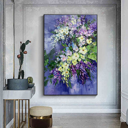 Abstract Purple Orchid Floral Oil Painting, Textured Acrylic Wall Art – Purple and White Orchid Floral Wall Art | Abstract Te