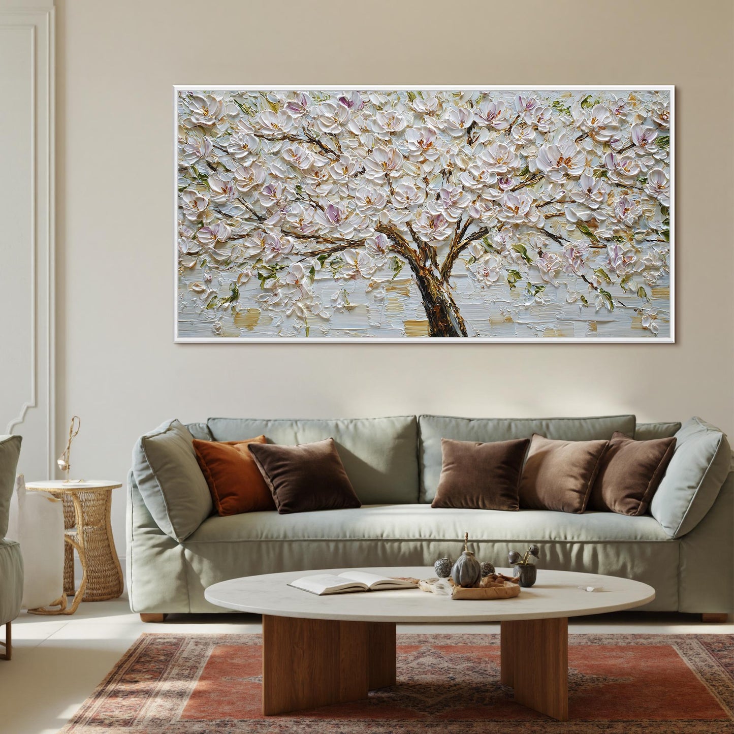 Original – Purple and White Magnolia Floral Wall Art | Impasto Oil Painting, view 1