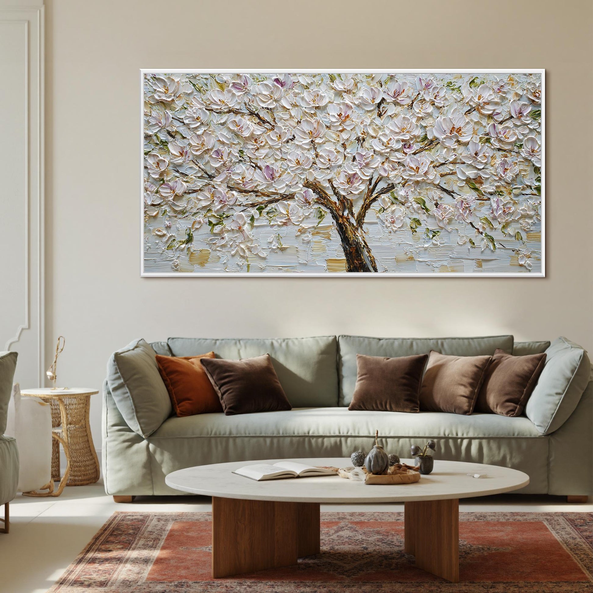 Original – Purple and White Magnolia Floral Wall Art | Impasto Oil Painting, view 1