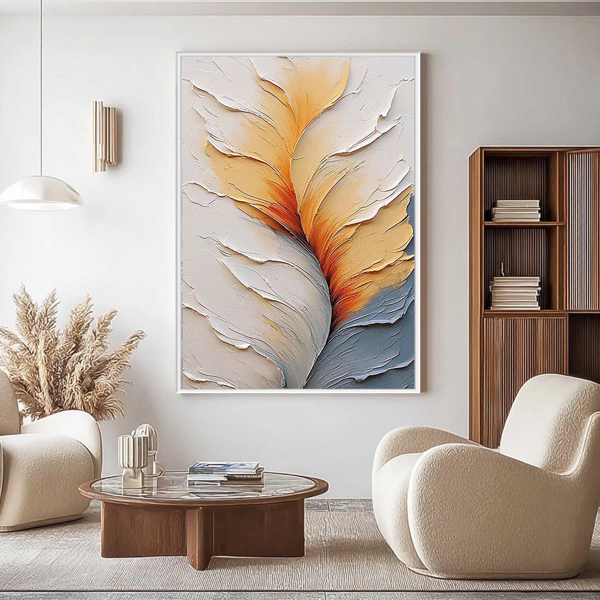Abstract Organic Oil Painting, Textured Cream Orange Canvas, Modern Neutral Wall Decor – Orange and Cream Abstract Wall Art |