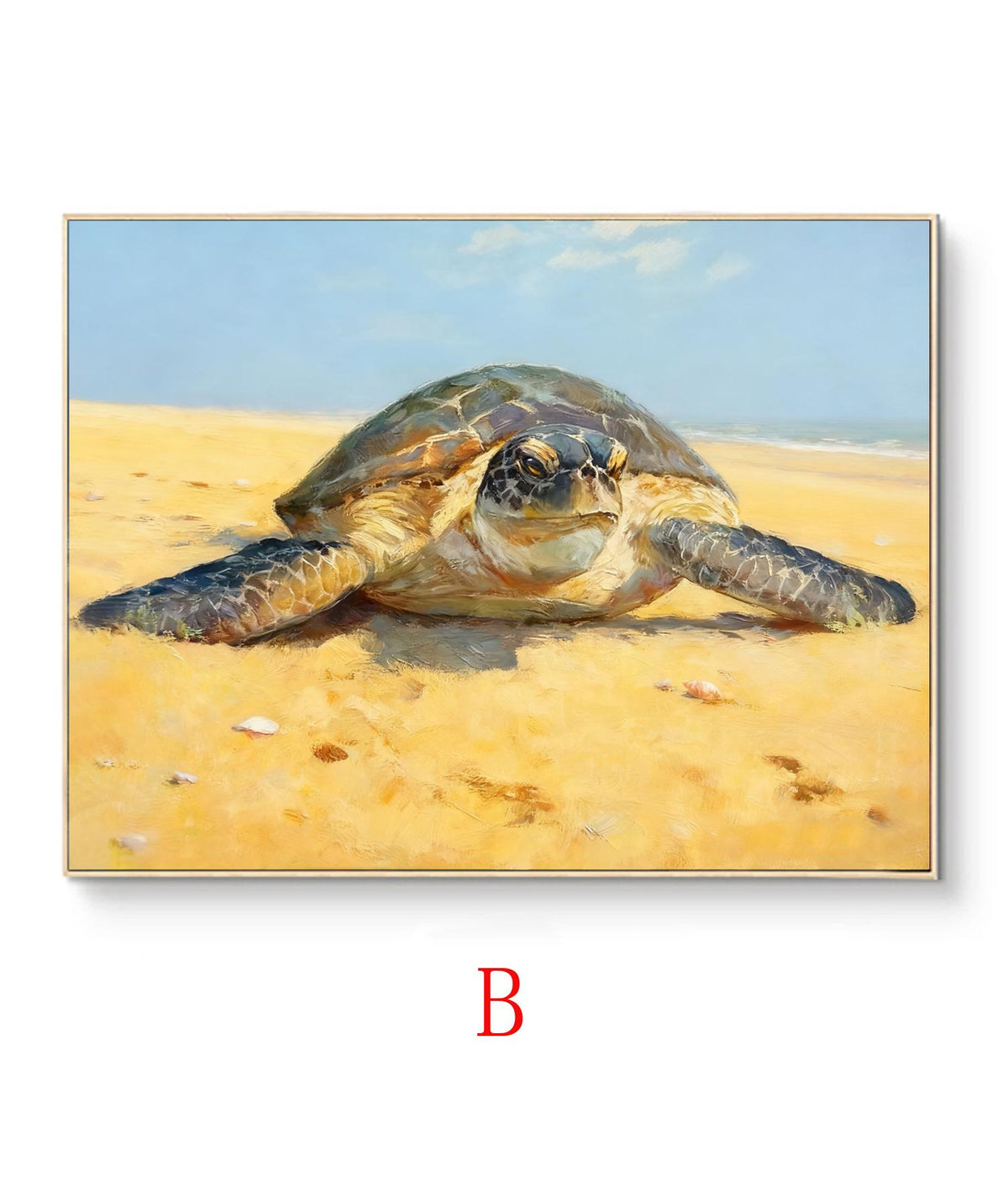 Hand Painted Sea Turtle Oil Painting on Canvas, Large Impressionist Marine Turtle Canvas Wall Art, Original Animal Wall Art for Living Room