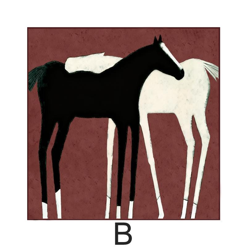 Large Abstract Black and White Horse Oil Painting on Canvas, Original Hand-painted Horse Canvas Art, Modern Animal Wall Art for Living Room