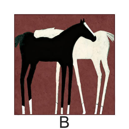 Large Abstract Black and White Horse Oil Painting on Canvas, Original Hand-painted Horse Canvas Art, Modern Animal Wall Art for Living Room