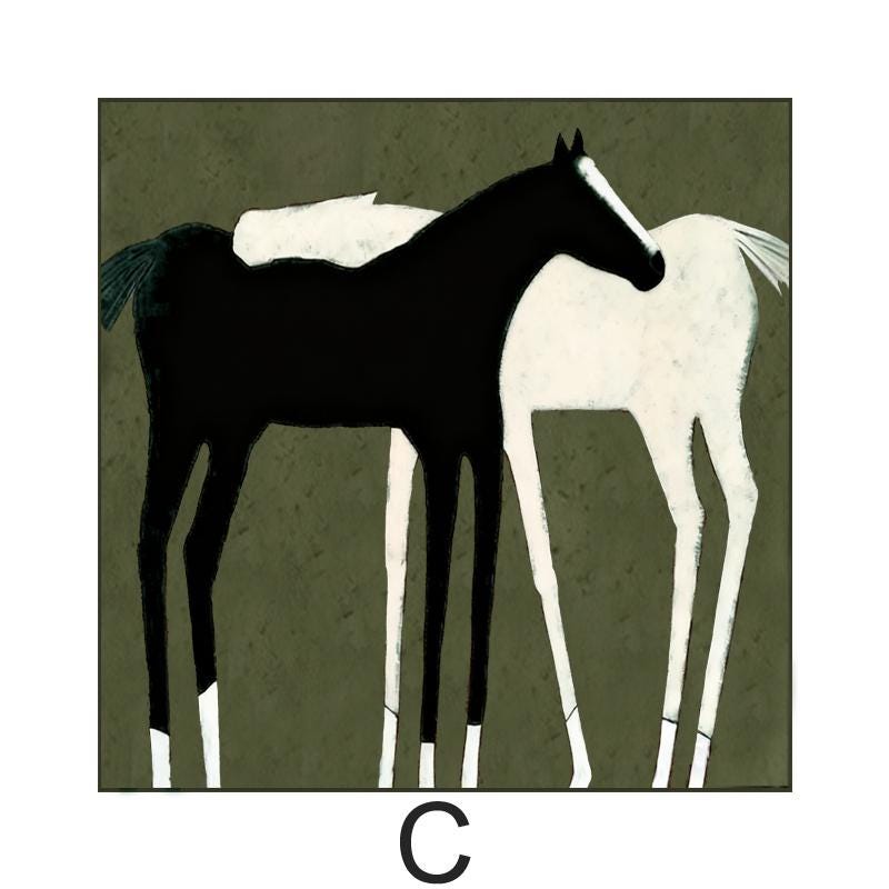 Large Abstract Black and White Horse Oil Painting on Canvas, Original Hand-painted Horse Canvas Art, Modern Animal Wall Art for Living Room