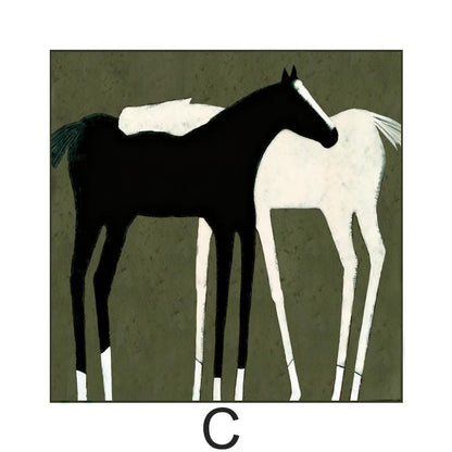 Large Abstract Black and White Horse Oil Painting on Canvas, Original Hand-painted Horse Canvas Art, Modern Animal Wall Art for Living Room