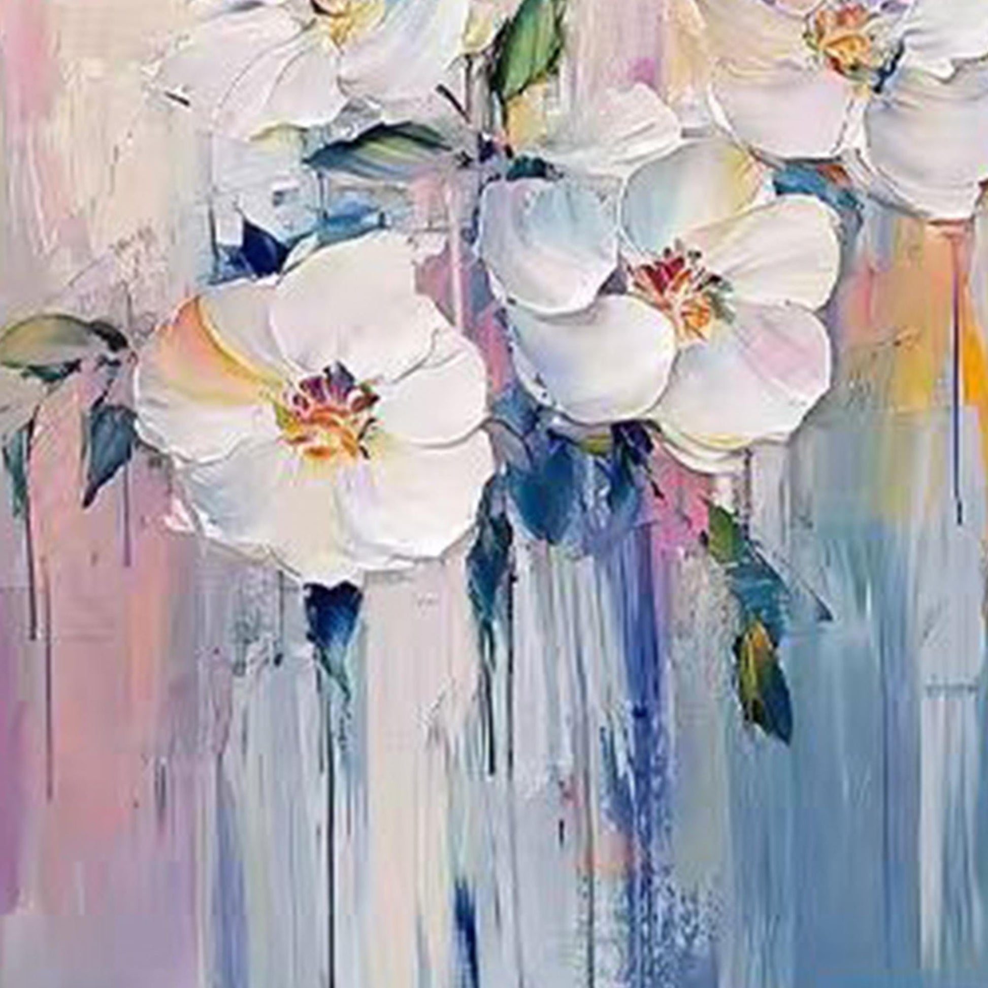 Hand-Painted White – White Floral Wall Art | Abstract Hand-Painted Oil Painting, view 5