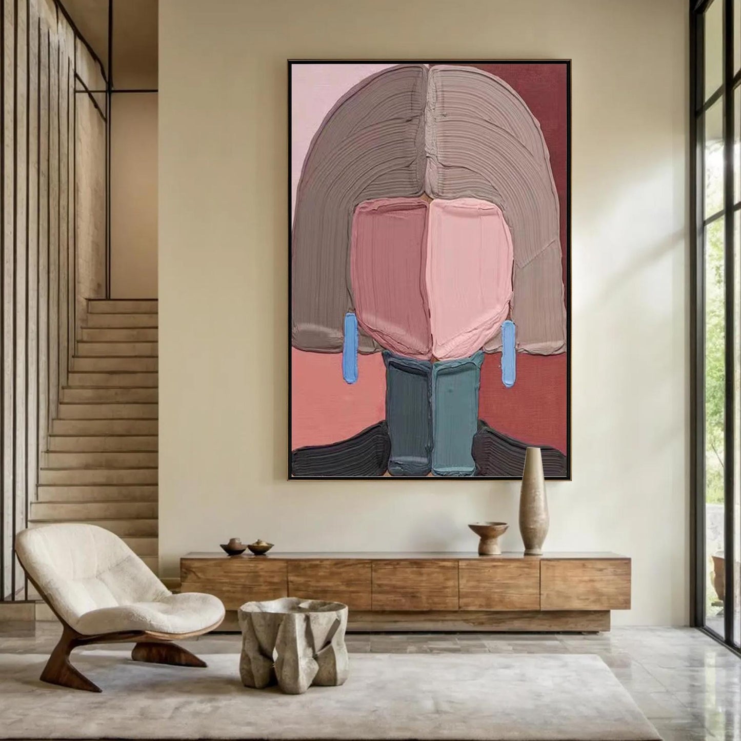 Abstract Impasto Couple Figure Portrait Wall Art