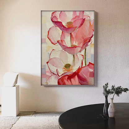 Large Pink Lotus – Pink and White Lotus Floral Wall Art | Impasto Painting, view 1