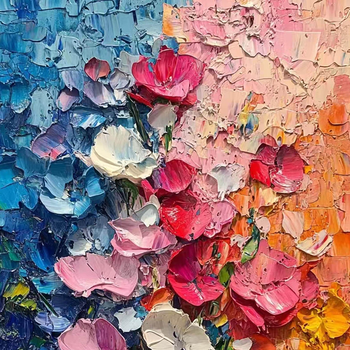 Colorful Impasto Flower Garden Floral Wall Art