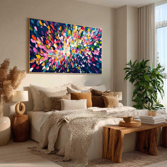 Textured Abstract Spiral Oil Painting, Vibrant Brushstroke Wall Art – Colorful Abstract Wall Art | Impasto Hand-Painted Oil P