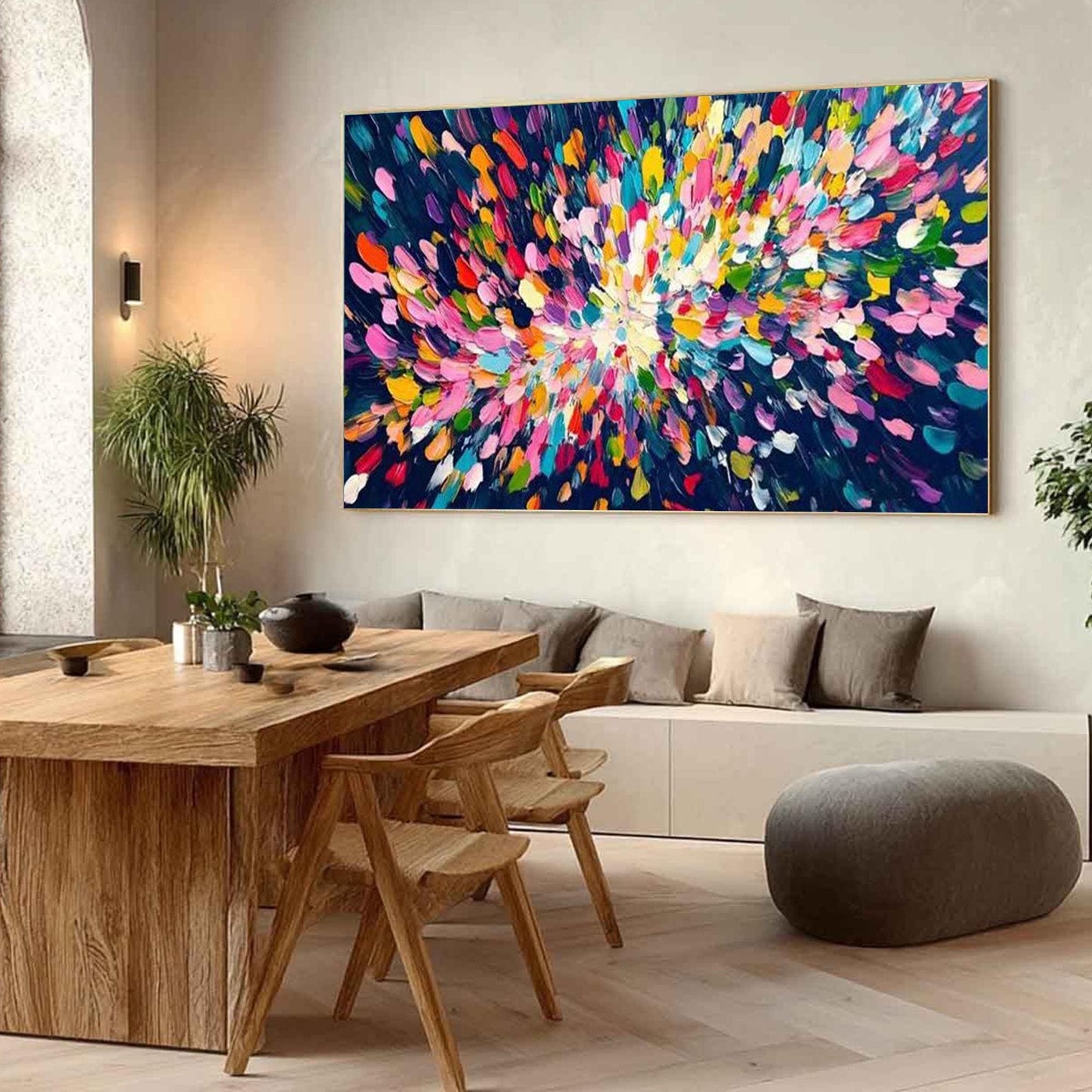 Textured Abstract Spiral Oil Painting, Vibrant Brushstroke Wall Art – Colorful Abstract Wall Art | Impasto Hand-Painted Oil P