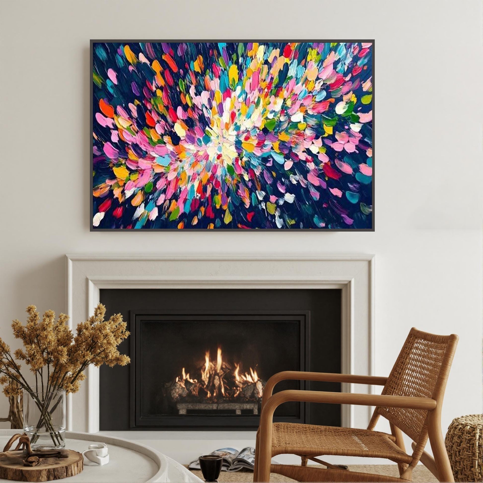 Textured Abstract Spiral Oil Painting, Vibrant Brushstroke Wall Art – Colorful Abstract Wall Art | Impasto Hand-Painted Oil P