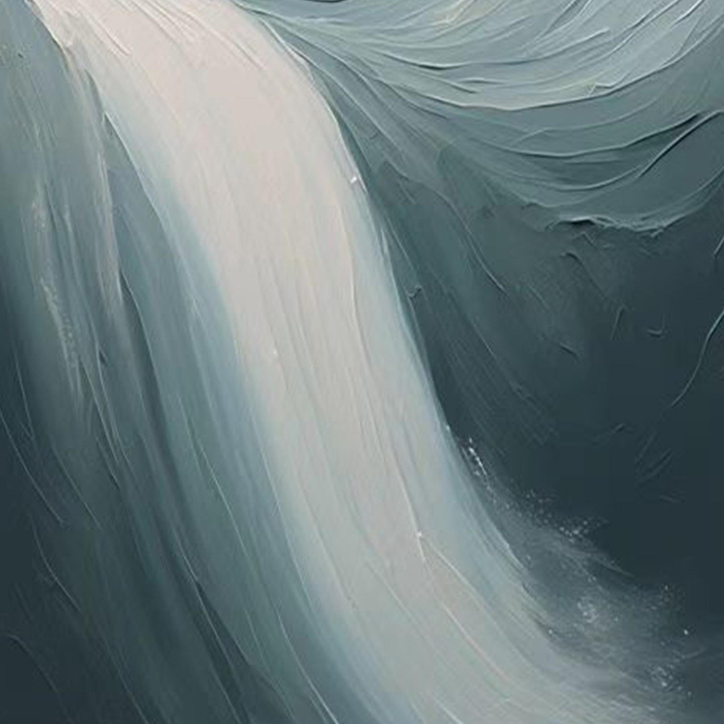 Textured Waterfall Oil Painting, Impasto Landscape Wall Art