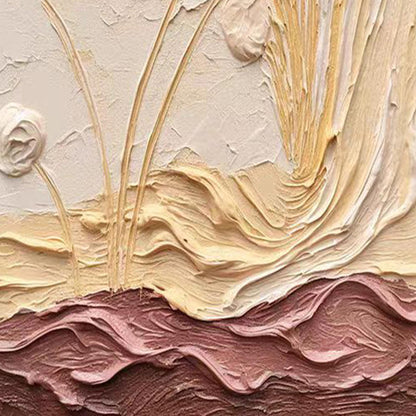 Textured Wildflower Oil Painting, Impasto Floral Earth Tone Wall Decor – Wildflower Floral Wall Art | Impasto Hand-Painted Oi