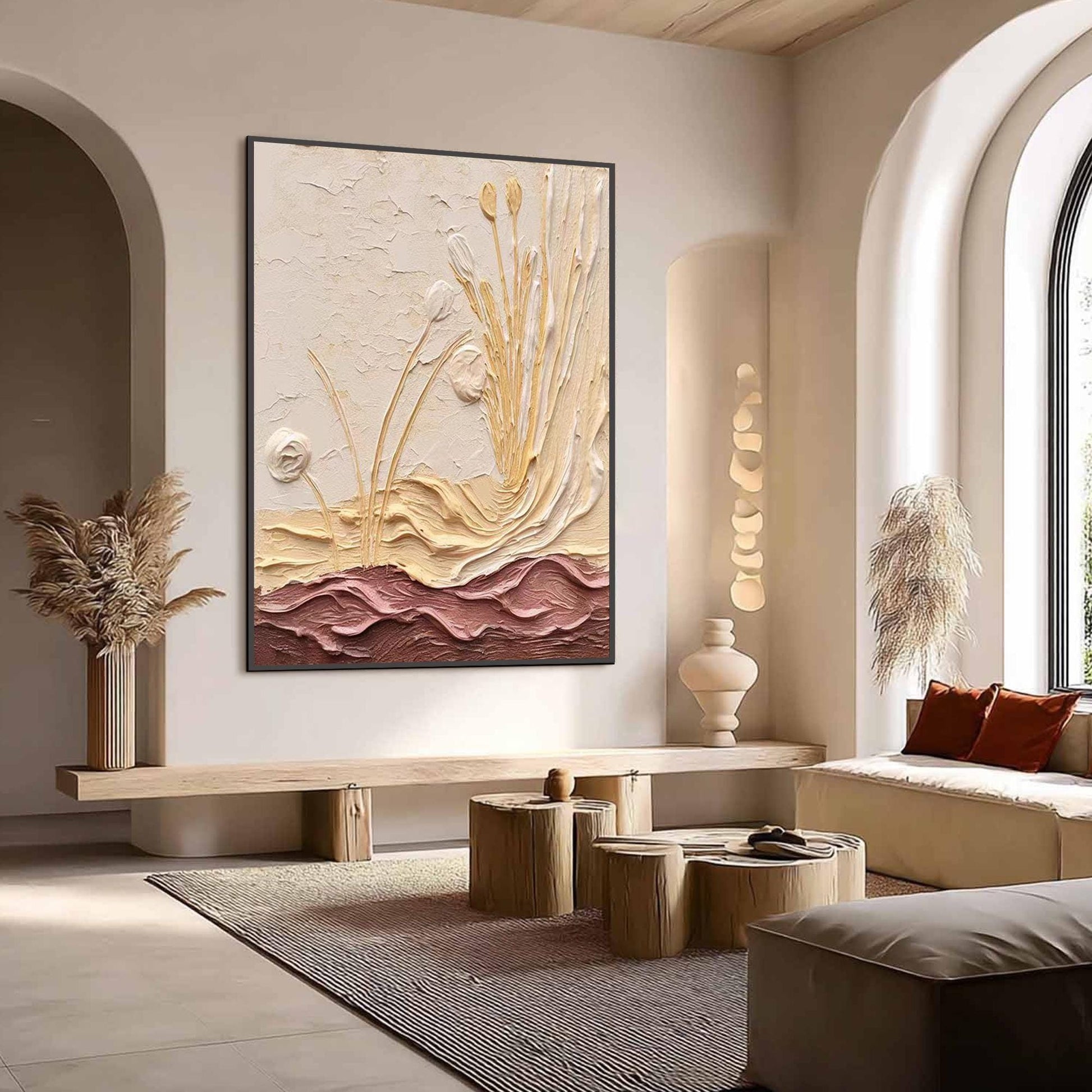 Textured Wildflower Oil Painting, Impasto Floral Earth Tone Wall Decor – Wildflower Floral Wall Art | Impasto Hand-Painted Oi