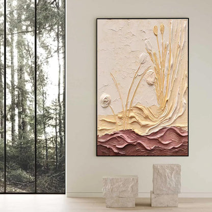 Impasto Wildflower Floral Wall Art – Textured Oil Painting