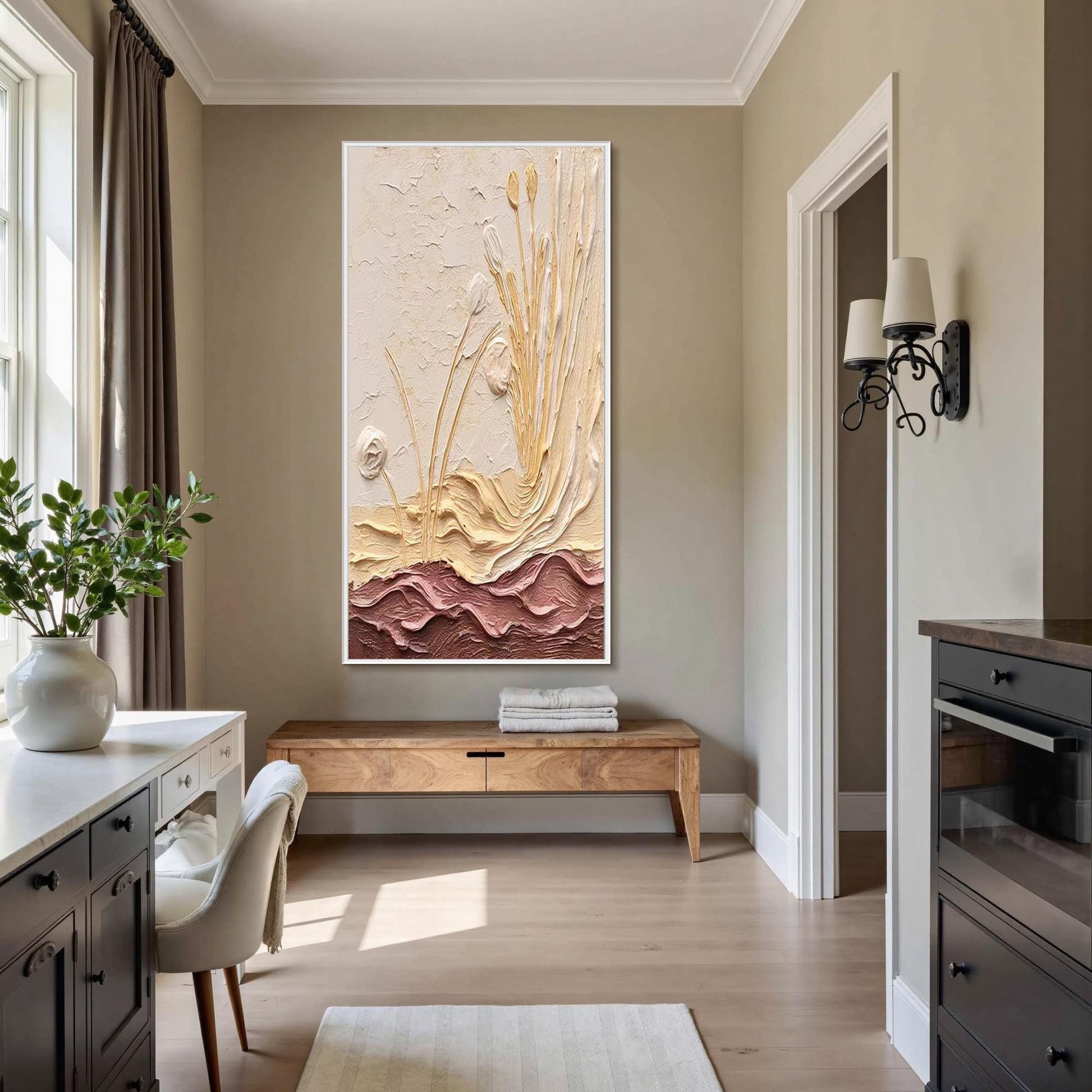 Textured Wildflower Oil Painting, Impasto Floral Earth Tone Wall Decor – Wildflower Floral Wall Art | Impasto Hand-Painted Oi