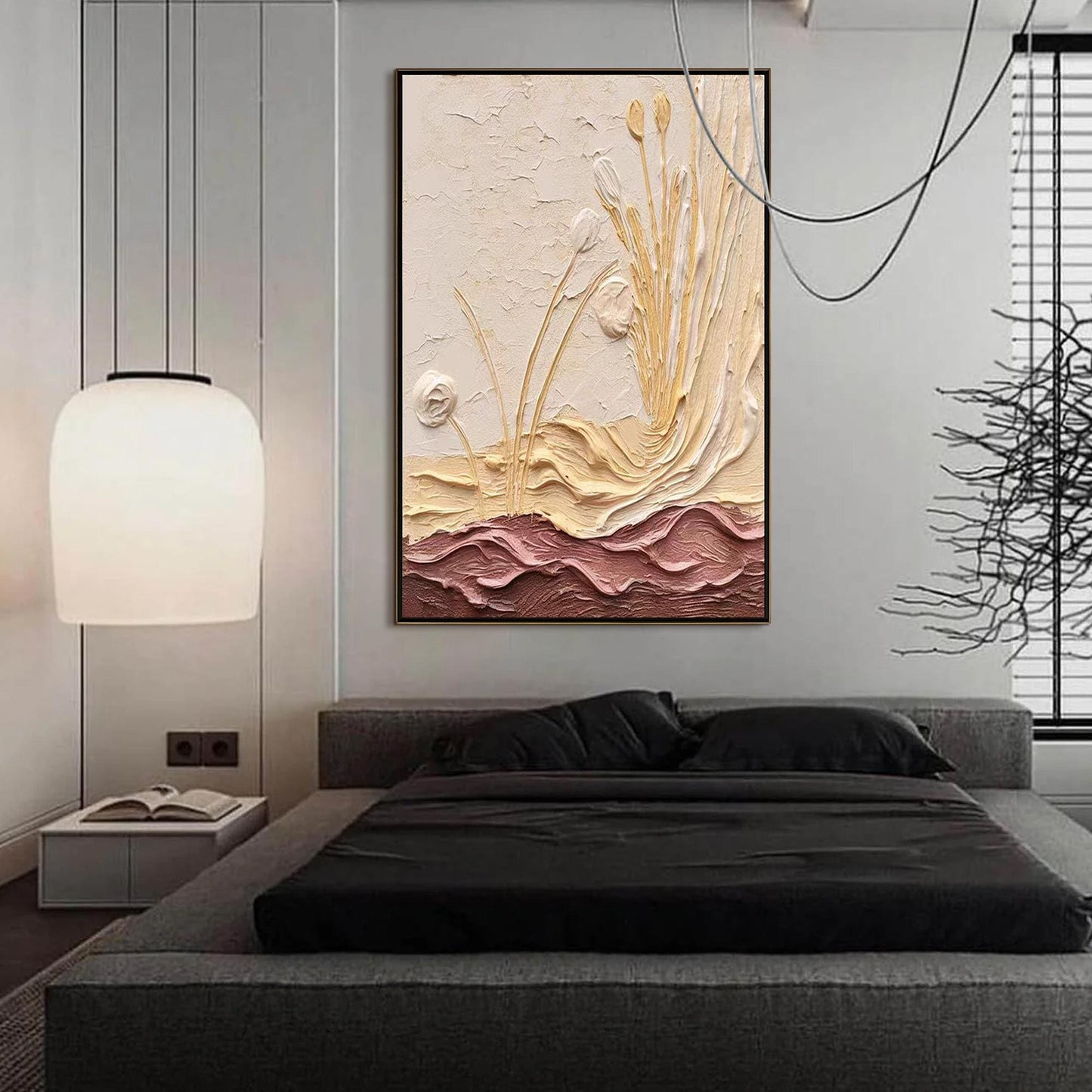 Impasto Wildflower Floral Wall Art – Textured Oil Painting