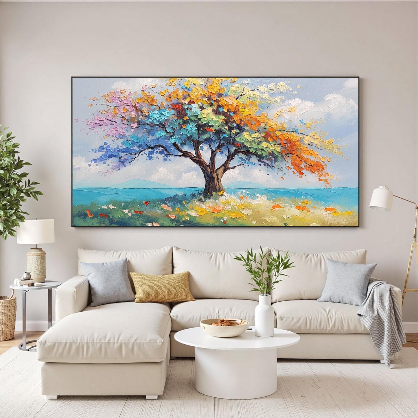 Vibrant – Blue and Orange Tree Wall Art | Impasto Painting, view 1