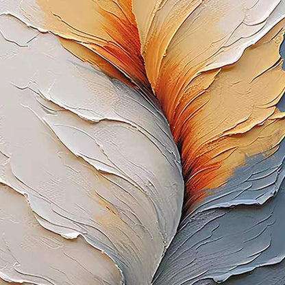Orange and Cream Impasto Abstract Wall Art