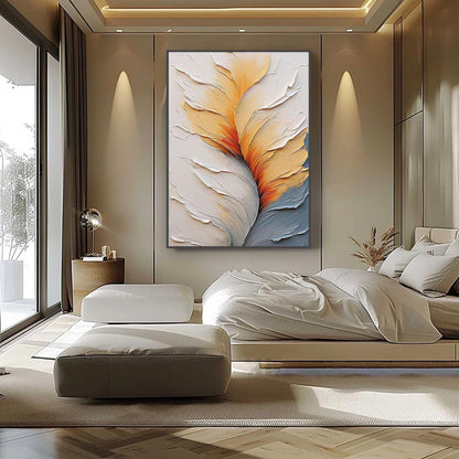 Orange and Cream Impasto Abstract Wall Art