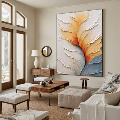 Abstract Organic Oil Painting, Textured Cream Orange Canvas, Modern Neutral Wall Decor – Orange and Cream Abstract Wall Art |
