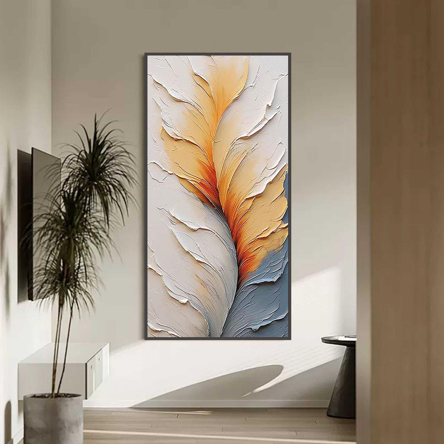 Abstract Organic Oil Painting, Textured Cream Orange Canvas, Modern Neutral Wall Decor – Orange and Cream Abstract Wall Art |