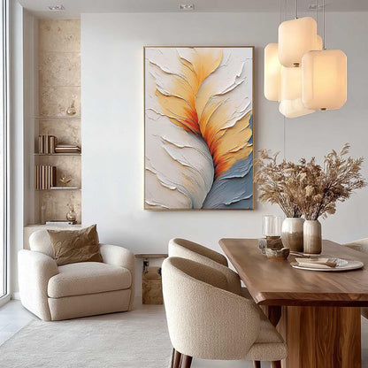 Orange and Cream Impasto Abstract Wall Art