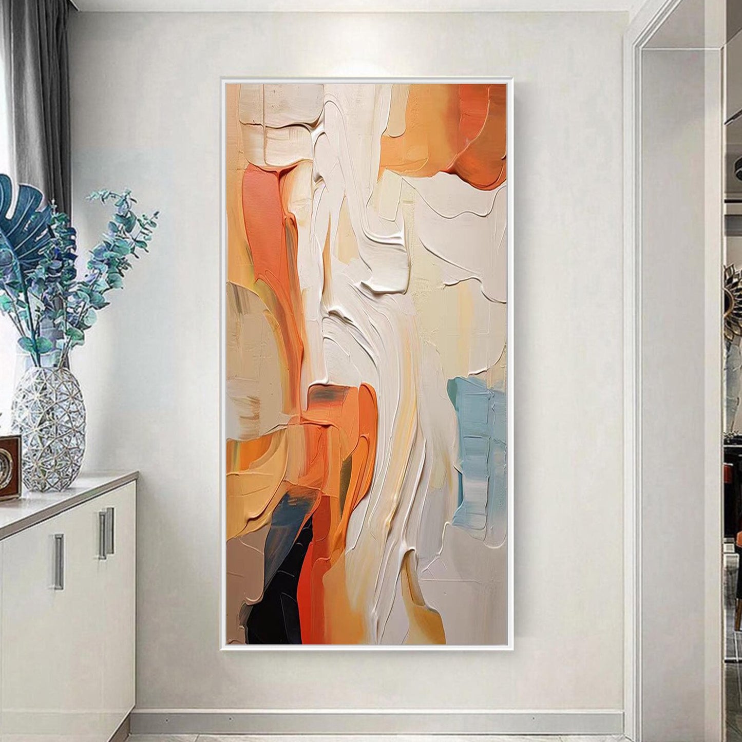 Terracotta and Yellow Impasto Abstract Wall Art