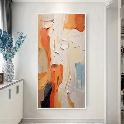 Terracotta and Yellow Impasto Abstract Wall Art