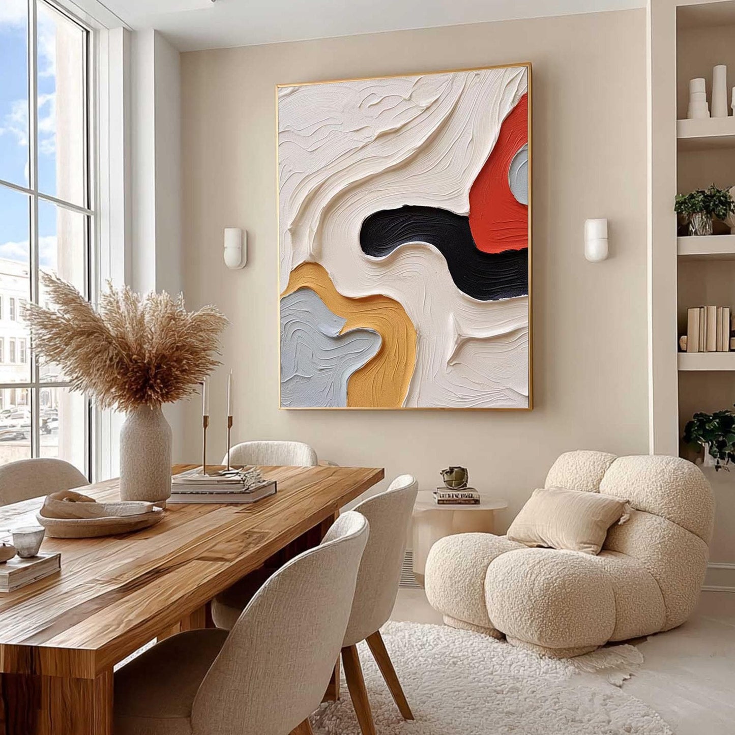 Original – Colorful Abstract Wall Art | Impasto Hand-Painted Oil Painting, view 3