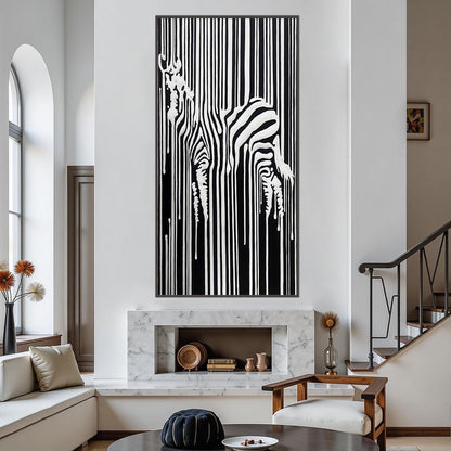 Black and White Textured Abstract Wall Art – Abstract Zebra Oil Painting