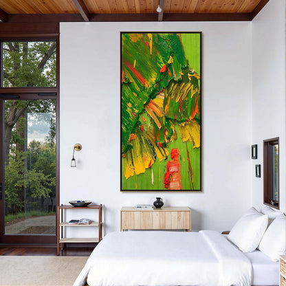 Green and Yellow Expressionist Impasto Abstract Expressionist Wall Art