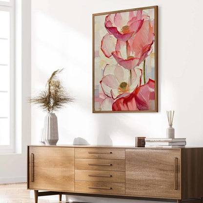 Large Pink Lotus – Pink and White Lotus Floral Wall Art | Impasto Painting, view 3